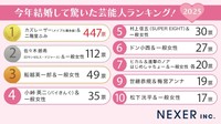 今年結婚して驚いた芸能人ランキング（提供画像）