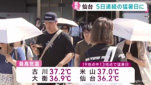 仙台は史上最長５日連続の猛暑日　宮城県に今季３回目の熱中症警戒アラート　繁華街に生ビールスタンド　－２０℃体感の美術館
