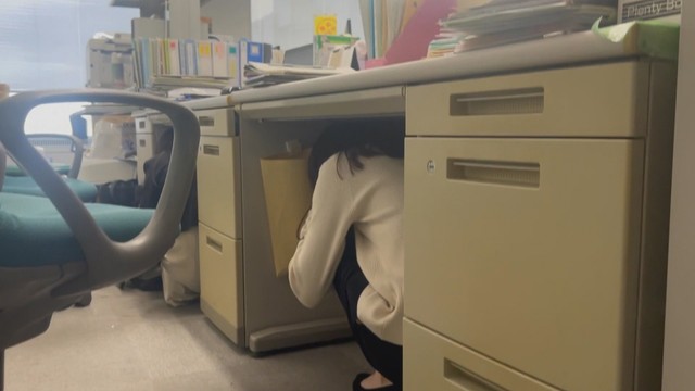 香川県庁で行われた防災訓練