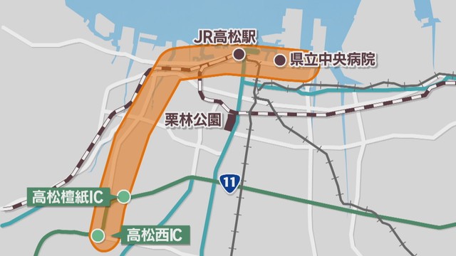 決定した「産業道路」周辺を通るルート
