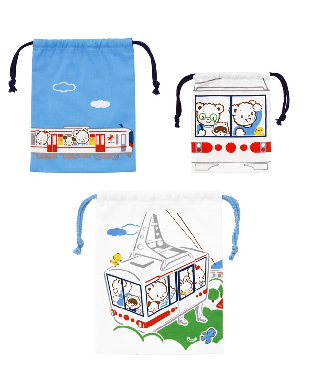 巾着袋3点セットの表面（山陽電気鉄道提供）