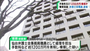 １２００万円を横領した疑い　仙台弁護士会の職員の女を逮捕　仙台地検