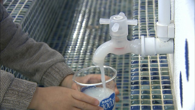 蛇口からカルピスが出てきます！子供たちが大喜び　発売100周年の記念イベント　　香川・高松市