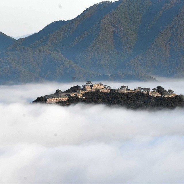 雲海に包まれた竹田城跡。まさに「天空の城」だ＝兵庫県朝来市