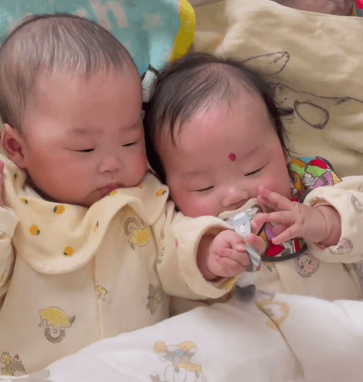 もーちゃんのおしゃぶりをそっと手に取るじゅっちゃん。悪気はないんです…！（提供：@kipo6416さん）
