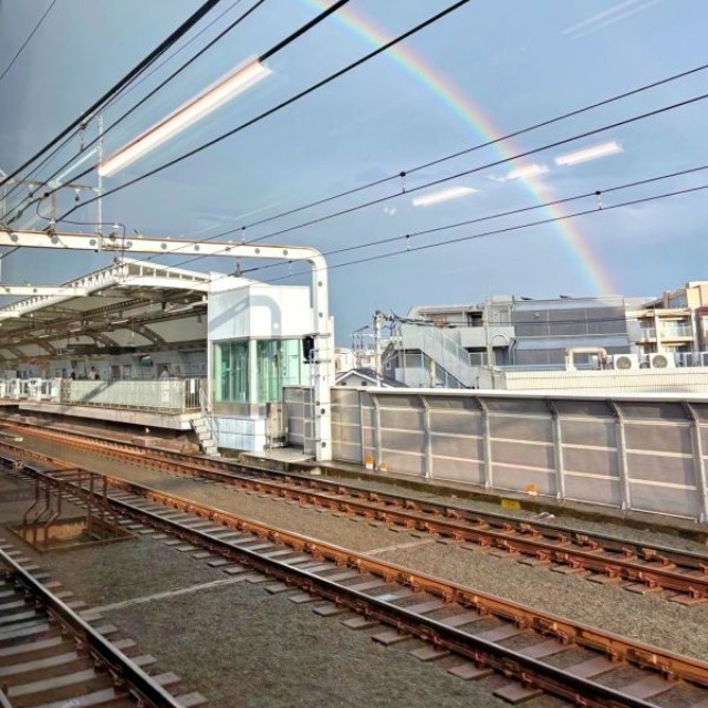 車窓から見えた大きな虹（画像提供：ぷぎさん）
