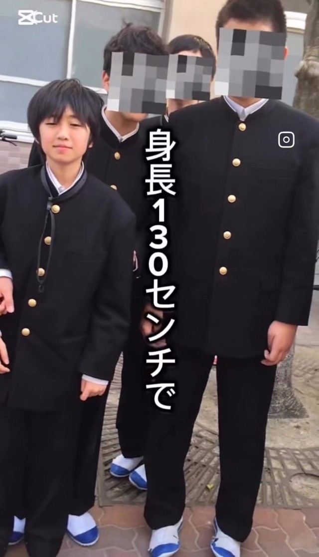 中学1年生、身長130センチの頃の長田さん／長田凜士さん（@mckg25_mr2）提供