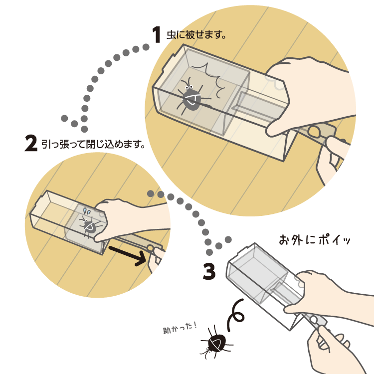 使い方はとても簡単。かぶせて、引っ張って、押し出すの３ステップ（提供）