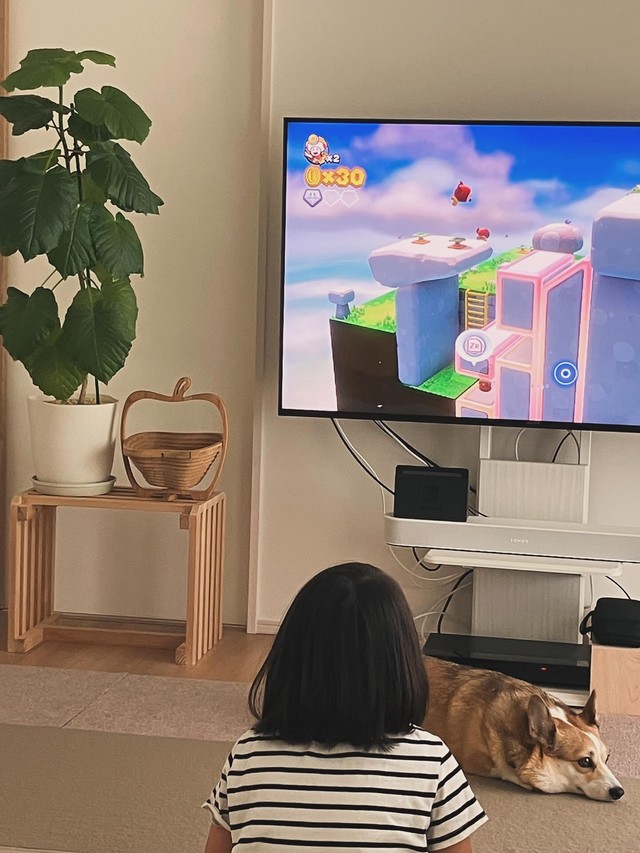 自宅でゲーム中の娘さん／ぽてとさん（@stella.2022.12.13）提供