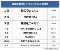 電車通勤をしている500人に聞いた「電車通勤中にイラッとする行為」（ビズヒッツ調べ）
