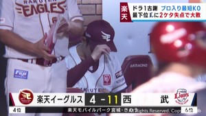 楽天　古謝がプロ入り後最短ＫＯで西武に大敗