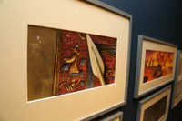 映画製作時に描かれた背景画。その者青き衣をまといて金色の野に降り立つべし＝阪急うめだ本店9階うめだギャラリー、アニメージュとジブリ展大阪会場