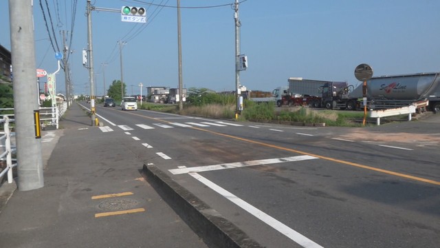 事故があった県道　岡山・南区中畦