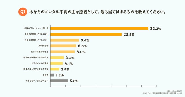 メンタル不調の主な原因（提供画像）