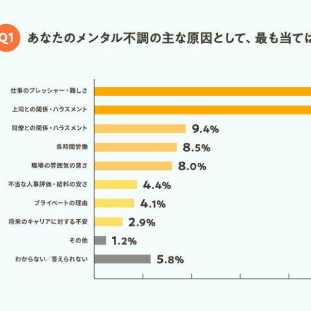 メンタル不調の主な原因（提供画像）