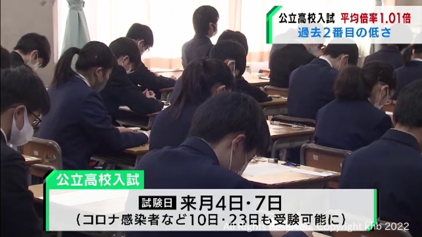 宮城県公立高校入試　全日制全高校の出願倍率