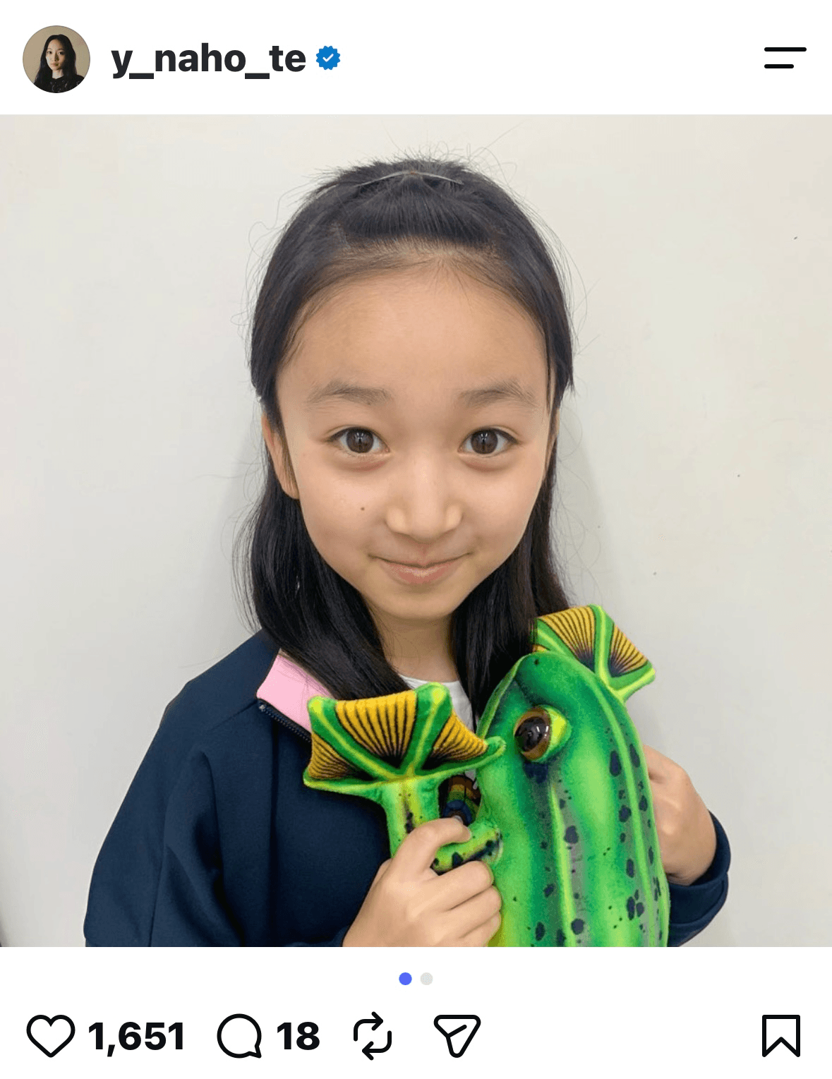 2019年７月23日にインスタグラムを開設した横溝菜帆さん。初めて投稿した写真がこちら＝横溝菜帆(@y_naho_te）さんのインスタグラムより