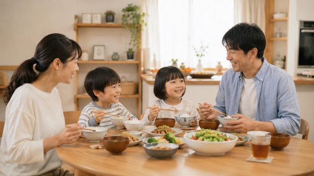 食事を楽しむ家族　※この画像はイメージです（NOREAL/adobe.stock）