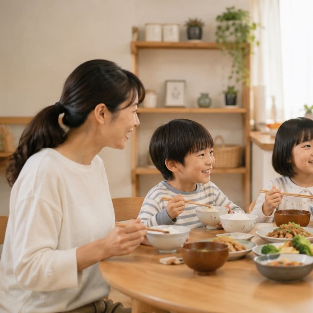 食事を楽しむ家族　※この画像はイメージです（NOREAL/adobe.stock）