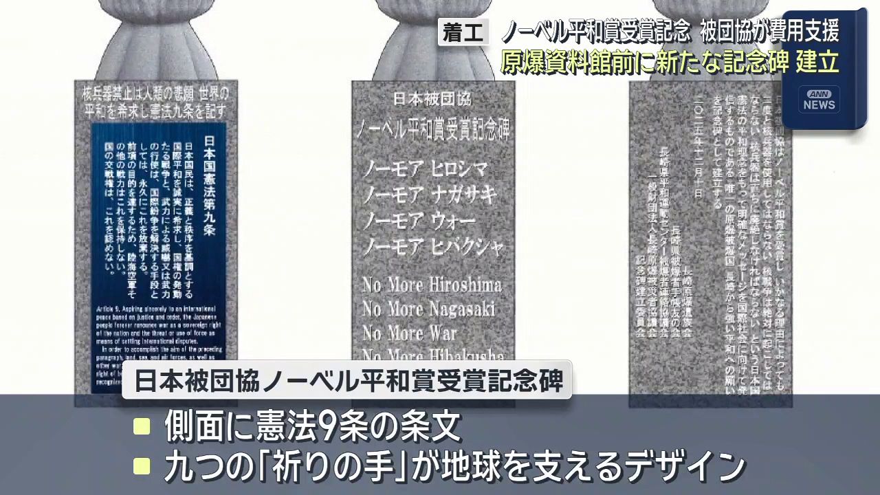 忍耐の記念碑 日本語版 3枚セット 憲法9条の条文と地球を支える九つの「祈りの手」 日本被団協ノーベル