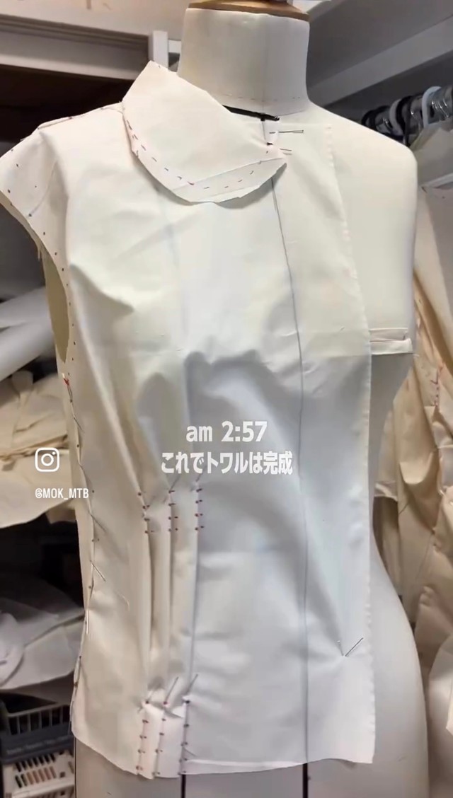 仮縫いの見本が完成したのは午前3時前／松葉萌々子さん（@mok_mtb）提供