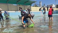ヤゴの採取の様子 提供:亀阜小学校