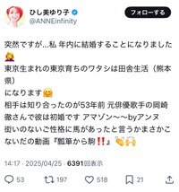（ひし美ゆり子公式Xより）
