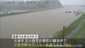 宮城県の複数の河川で氾濫の危険が高まる