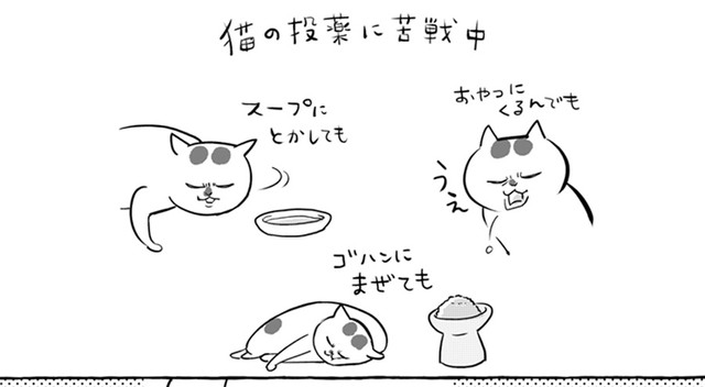 漫画】猫と飼い主、どっちもツライ投薬事情に「我が家も全く同じです ...