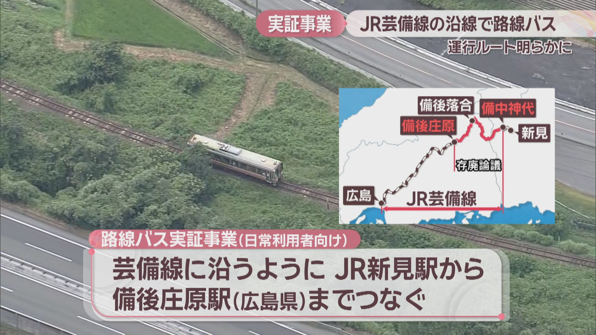 JR芸備線再構築協議会 実証事業の路線バス運行ルートを示す 岡山 | KSB