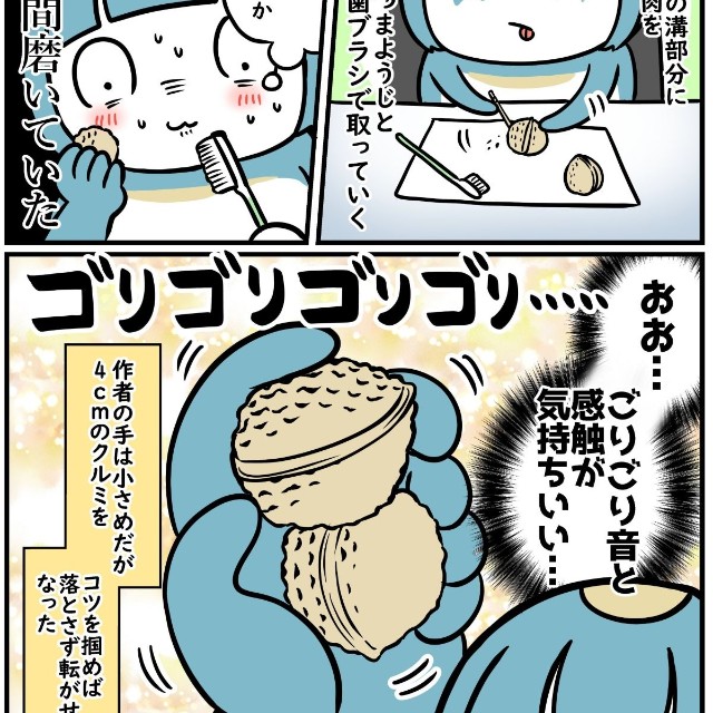 【漫画】『手でひたすら転がす文玩胡桃（ぶんわんくるみ）を買ってみた話』3（茜りうさん提供）