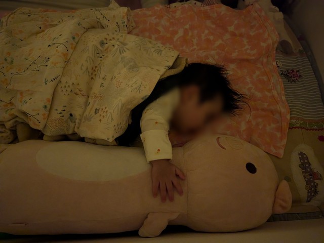 母→ぶたに変身の術！安心して寝る娘さん／「ちき・結婚8年目」さん（@tntuun）提供