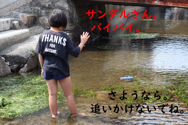 サンダルが流れていっても…絶対においかけないように（岡山県警察の公式Xより）