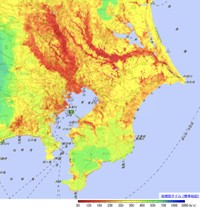 関東地方の揺れやすさを可視化したマップが話題に（国立研究開発法人 防災科学技術研究所作成）