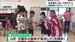 宮城・多賀城市の園児に山形・天童市がサクランボをプレゼント
