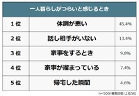 一人暮らしがつらいと感じるとき（提供画像）