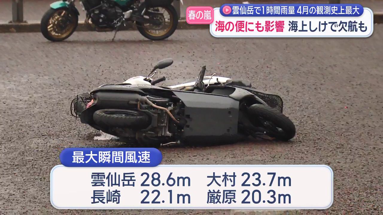 時津町で足場が倒れ…一時全面通行止め 強風影響か？県内に「春の嵐