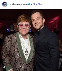 映画「ロケットマン」のインスタグラム@rocketmanmovie　エルトン・ジョン、タロン・エジャトン
