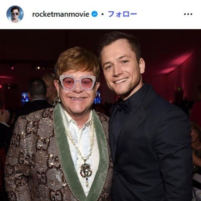 映画「ロケットマン」のインスタグラム@rocketmanmovie　エルトン・ジョン、タロン・エジャトン