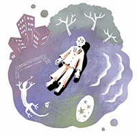 真夜中の首都、別世界に浸る　青来有一