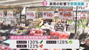 長雨や天候不順の影響　仙台市のスーパーで野菜が高値に