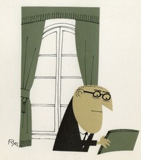 山口瞳「男性自身」挿絵（新潮社『週刊新潮』連載／1985年）※「柳原良平 仕事と作品」（玄光社刊）より©️ Ryohei Yanagihara