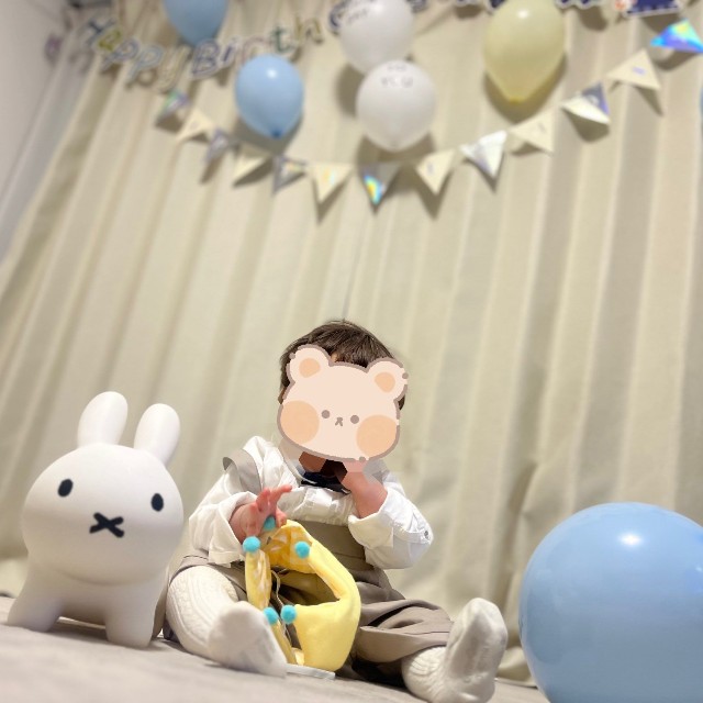 飾りつけがかわいい…息子さんの1歳の誕生日／白湯さん（@NhLxj）提供