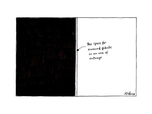 とかく白黒つけたがる世の中へ　グレーゾーンの価値を伝える風刺画