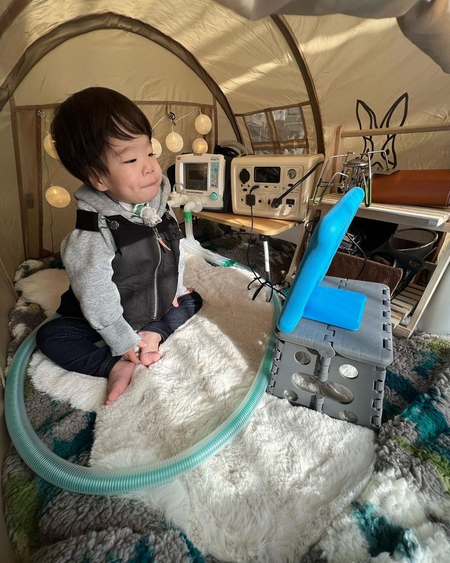 家の中でキャンプをする夢を見ていた＝00hamupi00さん提供
