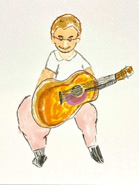 こちらも長男くんのお気に入りだというエリック・クラプトンの絵
（YUKIさん提供）