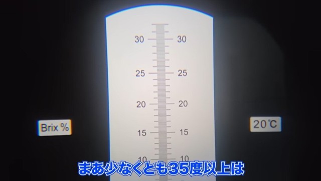 糖度計は完全に振り切っている。少なくとも35度以上はある模様／ちーとん。さん提供