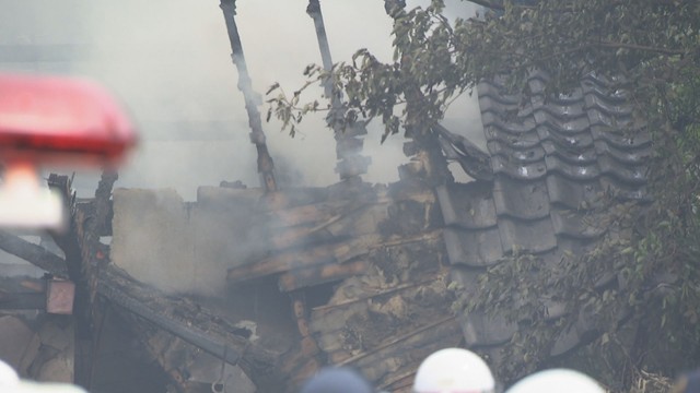 火事の現場　岡山市中区沢田　午前10時ごろ