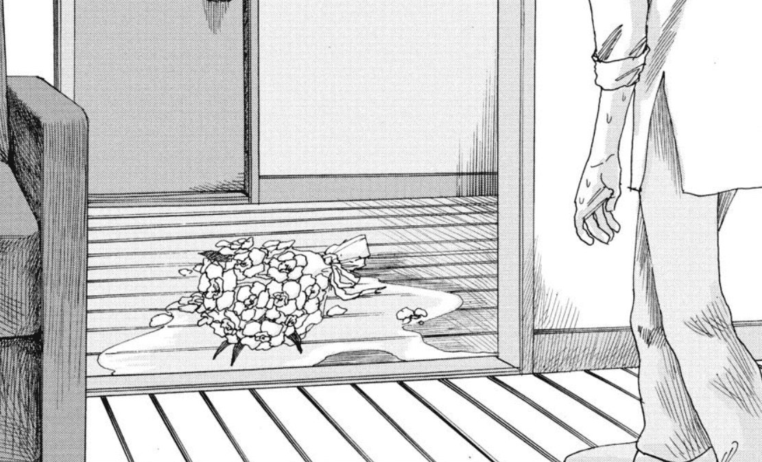 もしこの花束が水仙であれば、花言葉は「尊敬」「自己愛」そして「愛をもう一度」©️的野アンジ／小学館