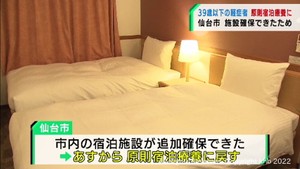仙台市が39歳以下の重症化リスクの低い患者を宿泊療養に戻す　施設を追加確保